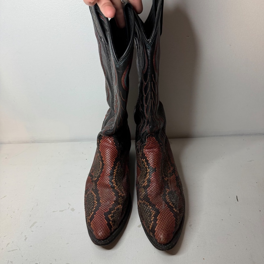 Vintage Dan Post Red Black Python Cowboy Western … - image 6